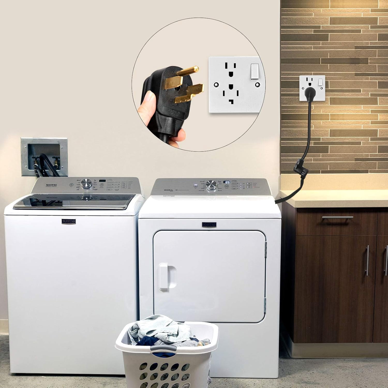 1.5FT 3 Prong to 4 Prong Dryer Adapter - Perfect 3 to 4 Prong Dryer Plug Adapter, 14-30P Male to 10-30R Female Receptacle, 30A, 250V!