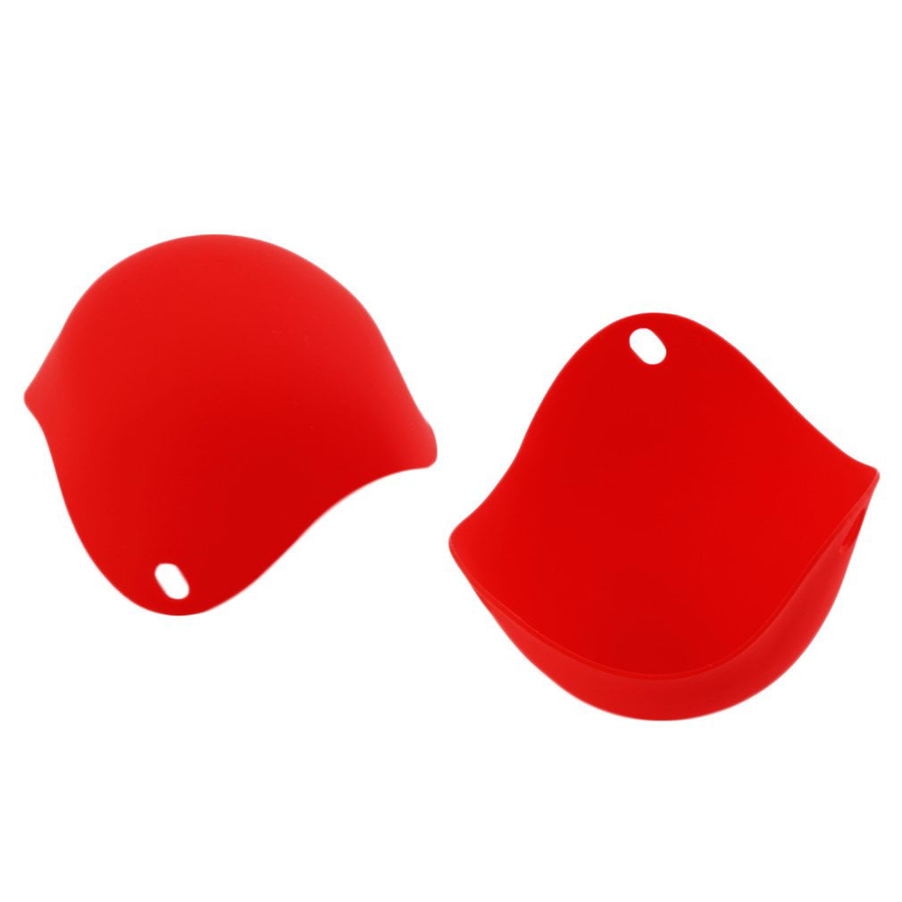 2 PCS Silicone Egg Poacher Fried Eggs Tray Nontoxic Eggboilers Convinient Cooking Tools Durable Kitchen Cookware Red