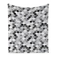 thumbnail image 1 of Fish Soft Flannel Fleece Throw Blanket, Squama Design with Aquatic Inspirations Animal Skin Scales Pattern Monochrome, Cozy Plush for Indoor and Outdoor Use, 70" x 90", Black Grey White, by Ambesonne, 1 of 6