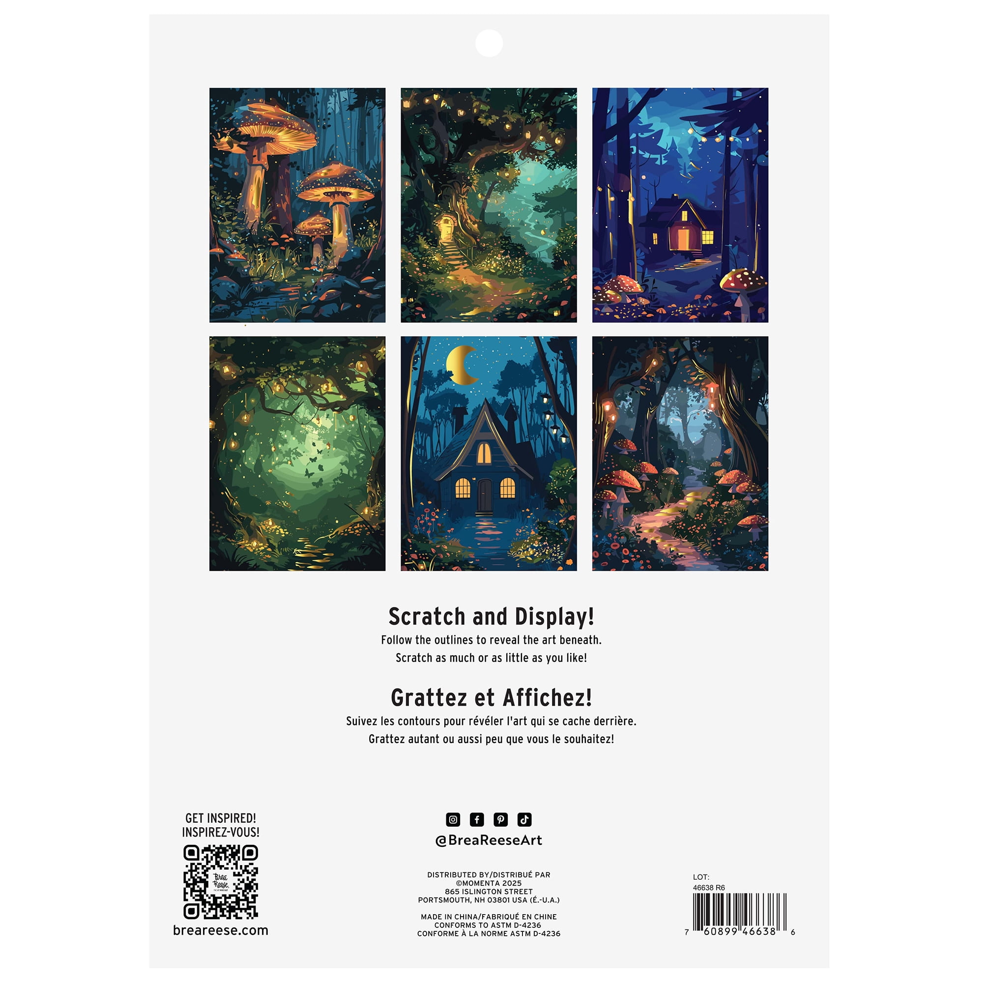 Brea Reese: Scratch Art Paper Pad - Magical Forest - 6 Designs, Guided Art, Metallic Accents, Stylus & Brush, Perforated 9x12" Pages, DIY Adult Craft