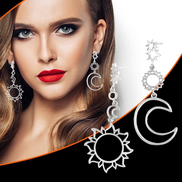 TopLLC Earrings Bohemian Style Asymmetric Sun Geometric Earrings Star Earrings