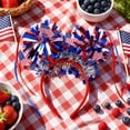 thumbnail image 2 of Patriotic Red White Blue Headband, Sparkly Tinsel & Star Hair Hoop for 4th of July Parties, 2 of 7