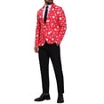 thumbnail image 2 of Blazers de puntos de lunares Lars Amadeus para hombres, corte slim fit, chaquetas deportivas de un botón, color rojo claro, 2 of 5