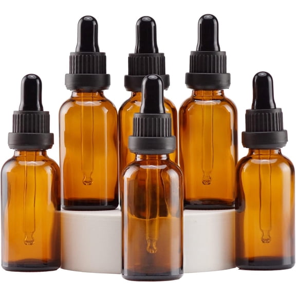 Ustris 6 Pcs Amber Glass Dropper Bottle 1oz, Tincture Bottles with Glass Dropper, for Essential Oils, Aromatherapy, Cosmetic, Laboratory, Pharmacy, Liquids, Travel