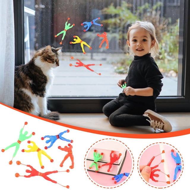 5 Pack Sticky Spider Climbing Toy 3.5 Inches Muticolor Plastic Traditional Flip Wall Crawler For Kids Hand Skill Development And Physics Learning Activity