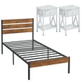 thumbnail image 5 of VECELO 3-piece Bedroom Set, Metal & Wood Platform Bed with Set of 2 Nightstand, Twin Size, 5 of 9