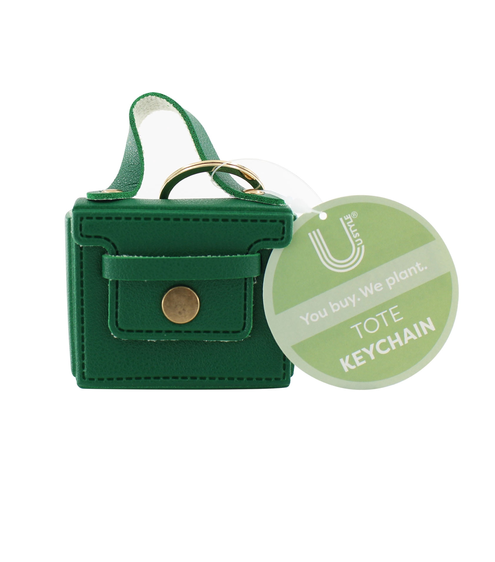 U Style Mini Purse Keychain, Faux Leather, Green, 2.5" x 1" x 2"