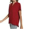 thumbnail image 3 of JGGSPWM Women's Business Casual Summer V-Neck Ruffle Short Sleeve Tunic Blouses Tops Red M, 3 of 5