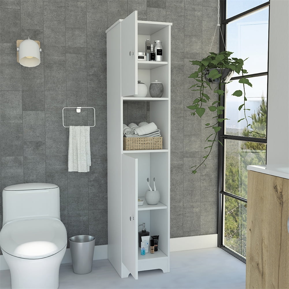 Cfowner 68" H Tall Bathroom Storage Cabinet w/ 2 Doors, Narrow Linen Tower Freestanding w/ Shelves for Home, Kitchen, Versatile, Anti-Tipping