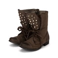 thumbnail image 5 of Nature Breeze Prima-05 Brush Leatherette Jewel Folding Cuff Lace Ankle Bootie, 5 of 6