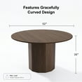 thumbnail image 3 of Dovelina 52 in. Soild Wood Walnut Dining Table Round Kitchen Table, 3 of 5