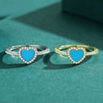 thumbnail image 4 of Sterling Silver Heart-Shaped Turquoise Ring for Women: Seiko Processing, Fashion Simple Style, Gemstone Inlay, 4 of 6