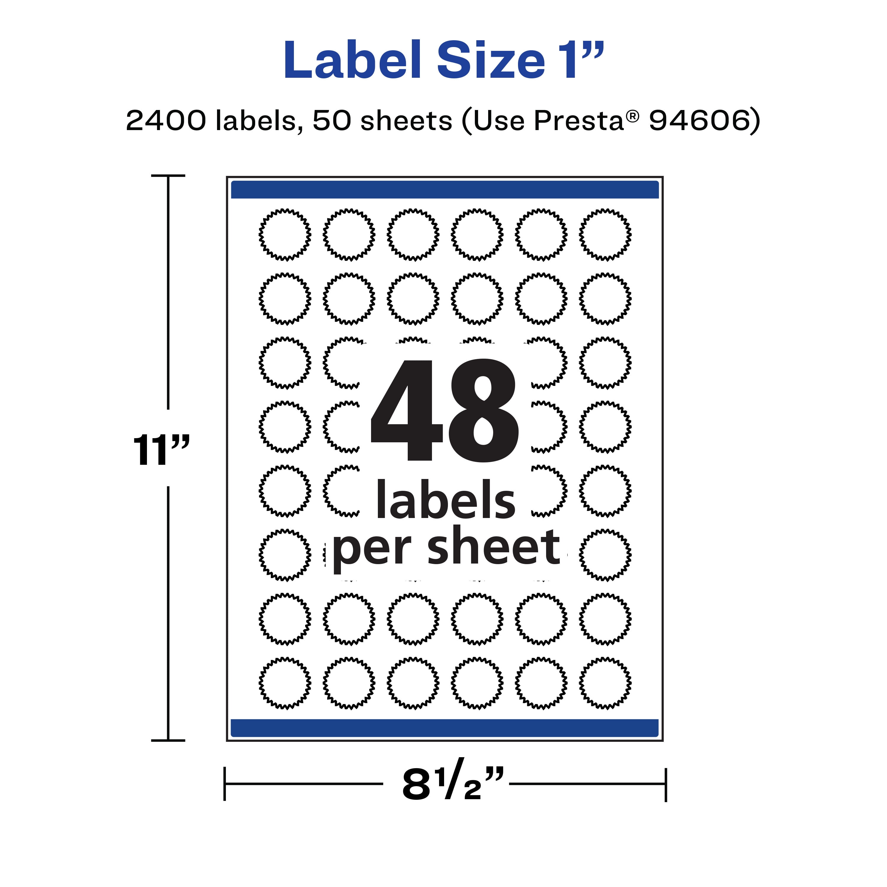 Avery 1" Waterproof Starburst Labels, 2,400 Labels