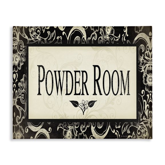 Stupell Industries French Country Powder Room Black and Beige Bathroom Canvas Art, 20 x 16, by Jo Moulton