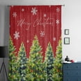 thumbnail image 5 of Red Christmas Semi Sheer Curtains Drapes for Living Room, Bedroom, French Doors Window 54 Inches Long, Xmas Tree Snowflake Winter Botanical Rod Pocket Chiffon Curtain Drapery Voile Draperies Panel, 5 of 6