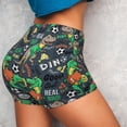 thumbnail image 5 of Yiaed Dinosaur Plays Soccer Print Women's Athletic Shorts Running Shorts Sporty Short High Waisted Elastic Workout Shorts for Yoga Gym Running & Sports -Medium, 5 of 8