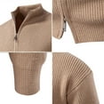 thumbnail image 3 of purcolt Men's Double Full Zip Cardigan Sweater Casual Mock Neck Cable Knitted Winter Chunky Sweaters, 3 of 7