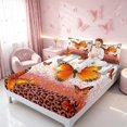 thumbnail image 3 of Homewish Orange Butterfly Leopard Print Bed Sheets, Animal Full Size Sheets, 4 Pieces (1 Flat Sheet, 1 Fitted Sheet and 2 Pillowcases), 3 of 6