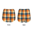 thumbnail image 3 of KLL Warm Orange Plaid Pattern Shorts Women,Athletic Shorts High Waisted Running Shorts Pocket Sporty Short Gym Elastic Workout Shorts-Medium, 3 of 7