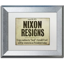 Trademark Fine Art "Nixon" Canvas Art by Color Bakery White Matte, Silver Frame