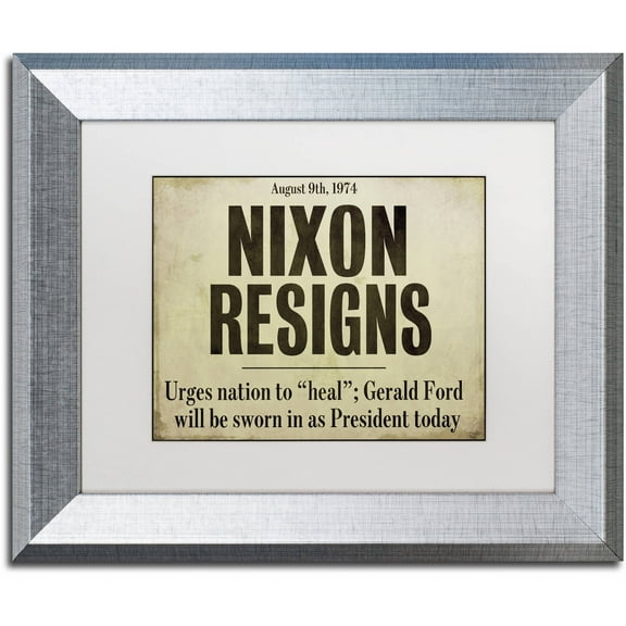 Trademark Fine Art "Nixon" Canvas Art by Color Bakery White Matte, Silver Frame