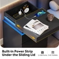 thumbnail image 3 of GALAXHERO Nightstand Set of 2 with Charging Station, LED Bedside Table with 3 Storage Drawers, Sliding Top, Hidden Space, Modern End Table for Bedroom, Living Room, Black, 3 of 11
