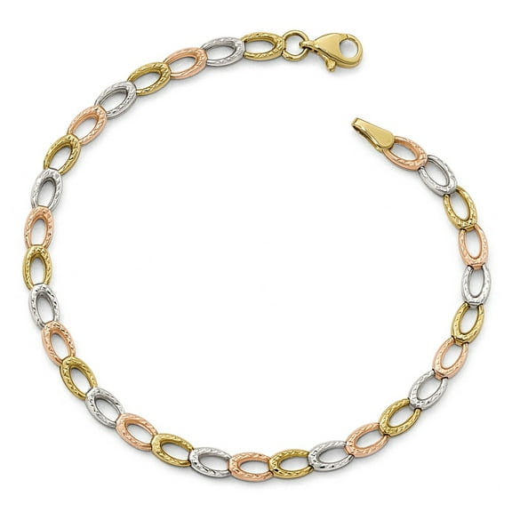 Leslie 10k Tri Color Gold Diamond Cut Bracelet