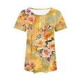 thumbnail image 3 of Hvyesh Summer Tops for Women 2025 Cute Floral Graphic Tee Shirt Dressy Round Neck Short Sleeve Tunic Pullover Petite Ladies Blouses, 3 of 6