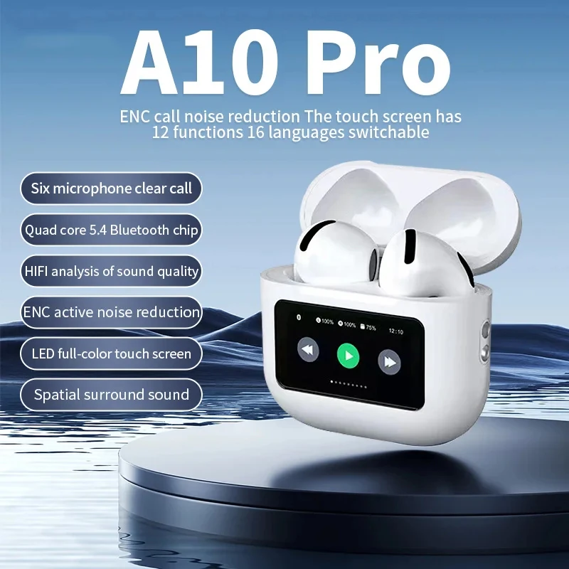 A10 Pro ANC Wireless Bluetooth 5.3 Earphones App Noise-canceling