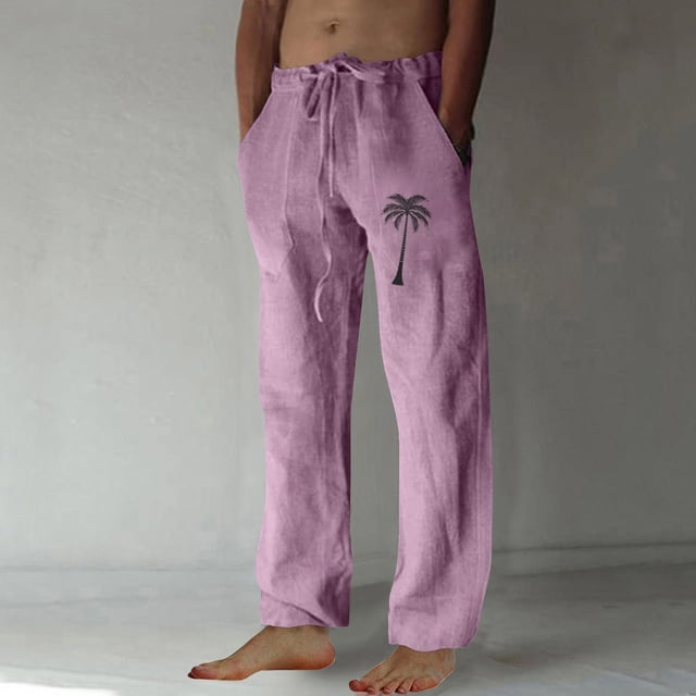 Puntoco Pantalones casuales largos para hombre, pantalones casuales con estampado de moda para hombre, cintura elástica con bolsillos, pantalones deportivos