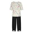 thumbnail image 4 of Yuwull Womens Pajamas Set Short Sleeve Crew Neck Top with Capris Pants Elastic High Waisted Casual Floral Sleepwear Pjs Loungewear Sets Womens Sleepwear Summer Pajamas S-4XL Plus Size On Clearance, 4 of 5