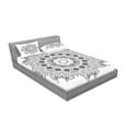 thumbnail image 2 of Ambesonne Floral Fitted Sheet & Pillow Sham Set, Mandala Black White, Queen, Black White, 2 of 2