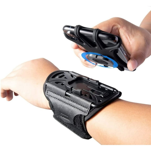 Wristband Phone Holder for Running, 360°Rotation & Detachable Sports Armband with Key iPhone 17/16/15/14/13/12/11/Pro/XS/XR/X/8/7/6/Plus, Samsung Galaxy, Fits 4''-6.5''Phone