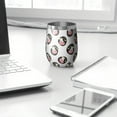 thumbnail image 3 of 12oz Stemless Wine Tumblers White Cow Oval Face Pattern Vacuum Insulated Stainless Steel Travel Tumbler Cups Mug with Lid and Straw for Champaign,Cocktail,Beer with Cleaning Brush, 3 of 5