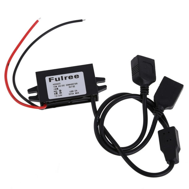Dual USB 12V 24V a 5V DC/DC Step-down Power Adapter Converter Inversor Tmvgtek Accesorios para autos y motos