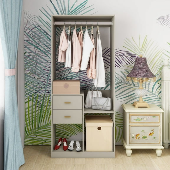 Closet Organizer System, Closet System with Drawers, Clothes Organizer with Closet Shelves Wall Mounted