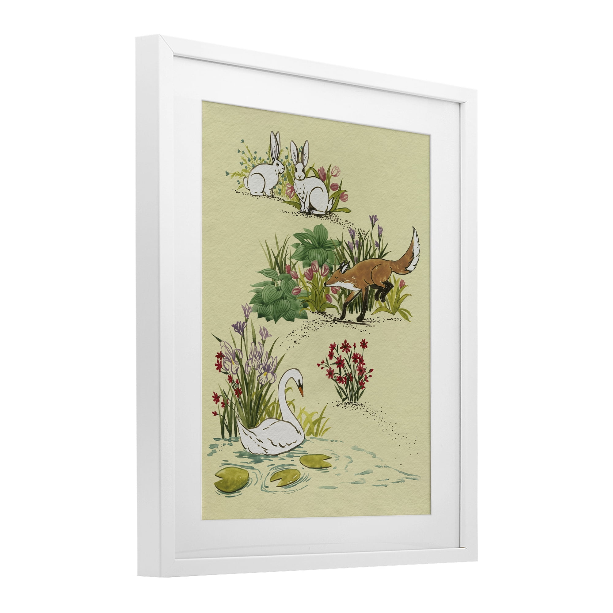Stupell Industries Animals In Nature Scenes White Framed Print Under Glass, design by Grace Popp