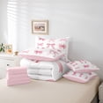 thumbnail image 6 of Manfei Cute Bow Girl Twin Bedding Sets 7-Piece,Dreamy Princess Bedding Comforter Set Microfiber,Kawaii Ribbon Bow Knot Breathable Sheet Sets,Luxury Bedroom Decor,Reversible, 6 of 8