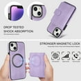 thumbnail image 6 of Decase for iPhone 13 Flip PU Leather Back Cover with 2-in-1 Detachable Magnetic Wallet with 5 Card Slots Compatible Mag-Safe and RFlD Blocking Kickstand and Wireless Charging,Purple, 6 of 6