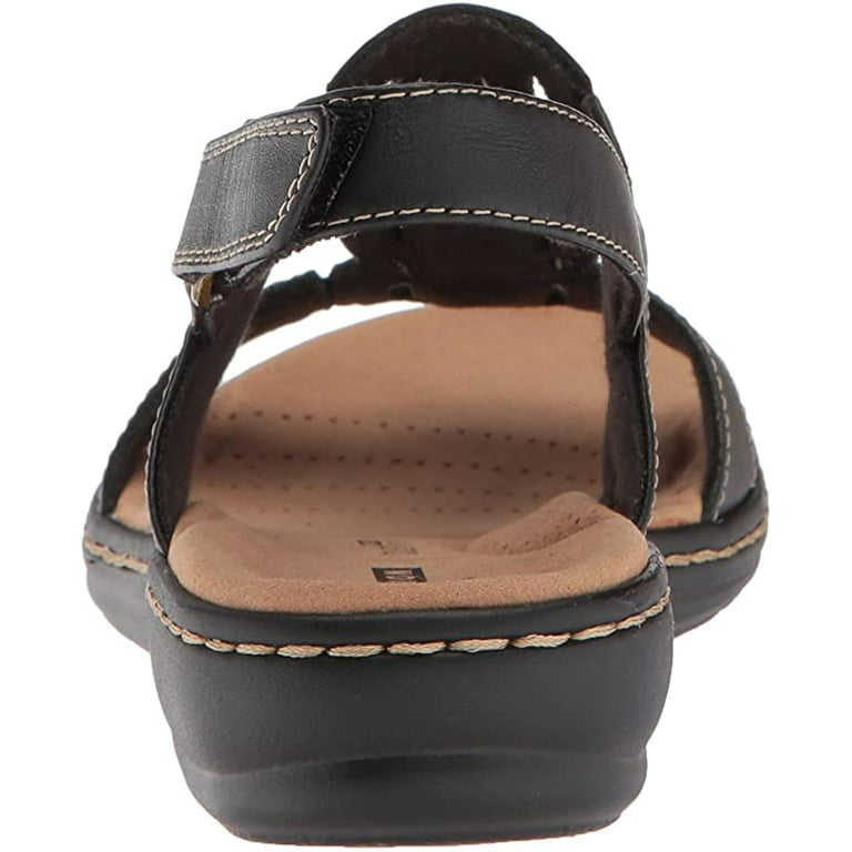 Women's Leisa Sandal, Black Leather, B(M) - Walmart.com