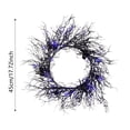 thumbnail image 3 of Halloween Wreath with LED Lights - 18 Inch Black Spider Web Wreath - Battery Operated Purple Glow for Outdoor/Indoor Halloween Decorations, 3 of 7