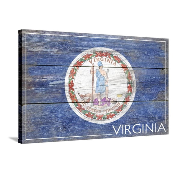 Virginia State Flag  Barnwood Painting, Stretched Canvas Wall Art by Lantern Press Sold by ArtCom