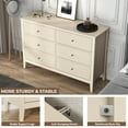 thumbnail image 4 of Modern Fluted Wood 6-Drawer Dresser, Beige, 4 of 7