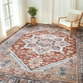 thumbnail image 3 of 9'x12' Area Rugs, Machine Washable Non Slip Area Rug for Living Room, Soft Low Pile Vintage Print Pattern Indoor Bedroom Thin Carpet, Brick Red, 3 of 5
