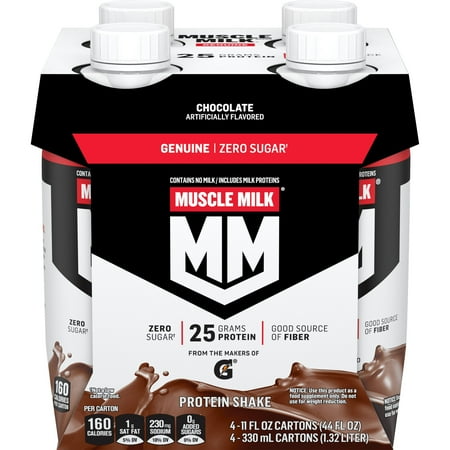 Muscle Milk Genuine Protein Shake, Chocolate, 11 fl oz Carton, 4 Pk