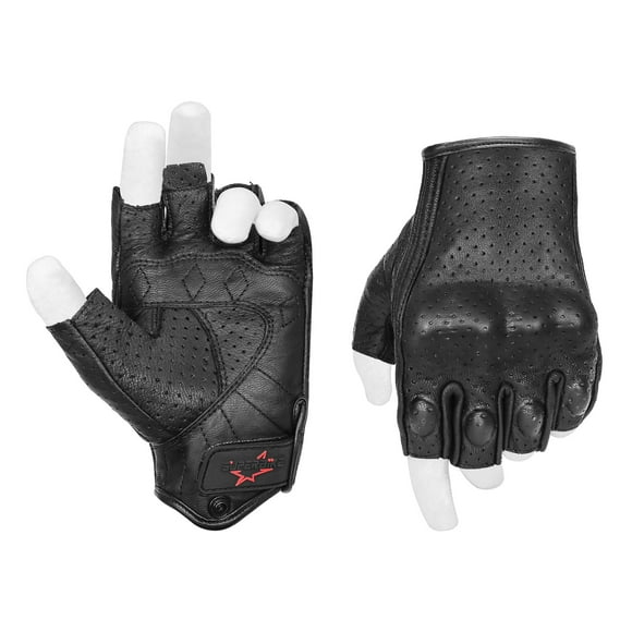 Guantes para moto Superbike G11, piel sin dedos, color negro