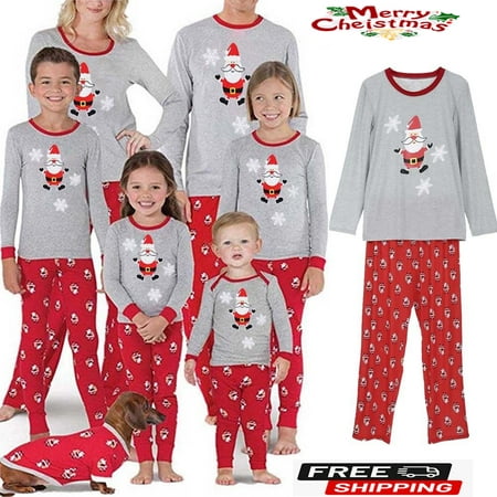 

Gueuusu Xmas Matching Family 2PCS Pajamas Set Santa Claus Family Sleepwear Collection Christmas Sleepwear Nightwear Long Pajamas Set