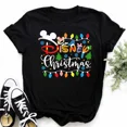 thumbnail image 3 of Camiseta Kawaii con estampado de letras de Mickey para mujer, camiseta de Navidad para mujer, camisetas informales de manga corta, ropa, 3 of 5