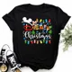 thumbnail image 3 of Camiseta Kawaii con estampado de letras de Mickey para mujer, camiseta de Navidad para mujer, camisetas informales de manga corta, ropa, 3 of 5