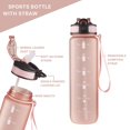 thumbnail image 3 of EYQ 32 oz Water Bottle with Time Marker, Carry Strap, Leak-Proof Tritan BPA-Free, Ensure You Drink Enough Water for Fitness, Gym, Camping, Outdoor Sports (Rose Pink), 3 of 4